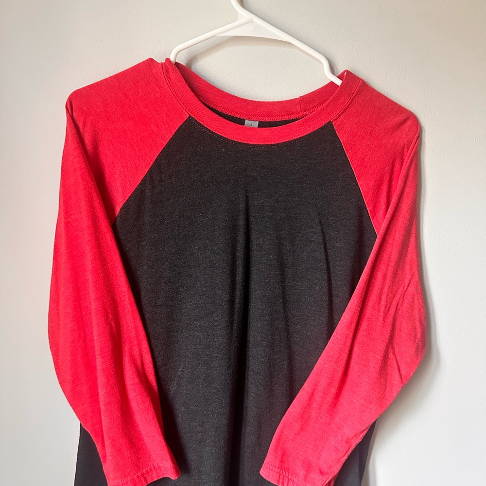 Next Level Apparel Red and Black Crew Neck Shirt